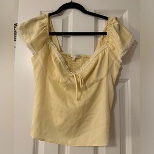 Butter Yellow Silk lace top